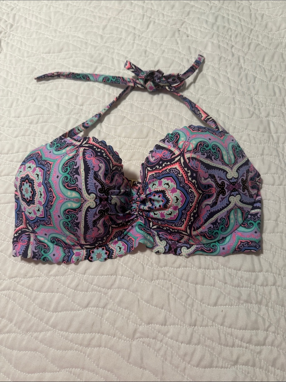 Victoria's Secret Paisley Halter Bikini Top - Teal, Purple, Pink